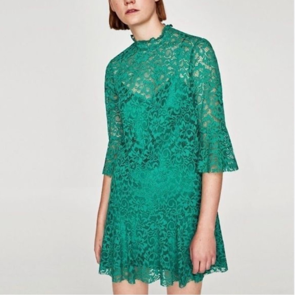 Zara 2 piece mock neck lace dress